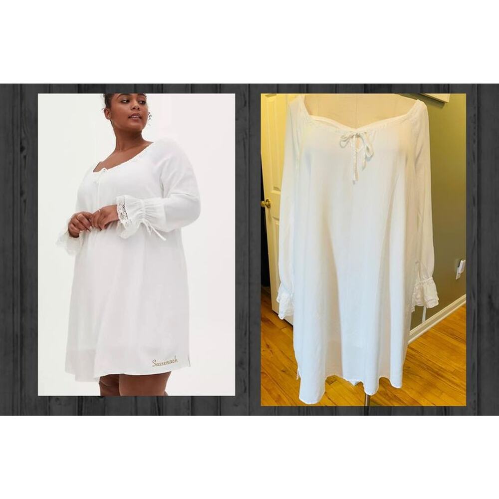 Torrid 4 (4X 26) White Outlander Sassenach Claire Challis Night Sleep Gown‎ New